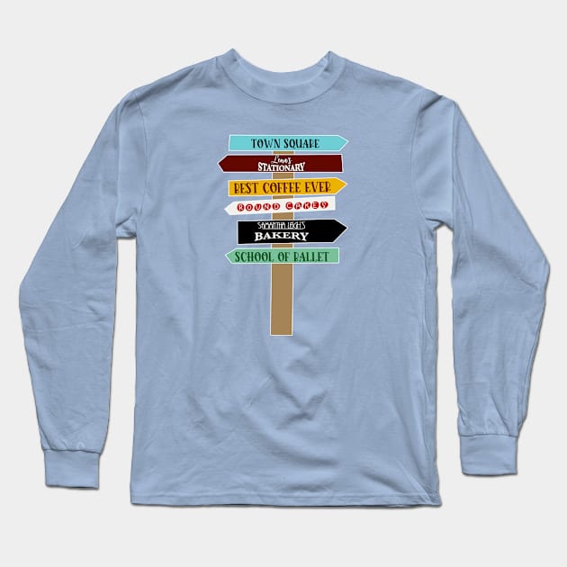 Town Directions Long Sleeve T-Shirt by CaffeinatedWhims